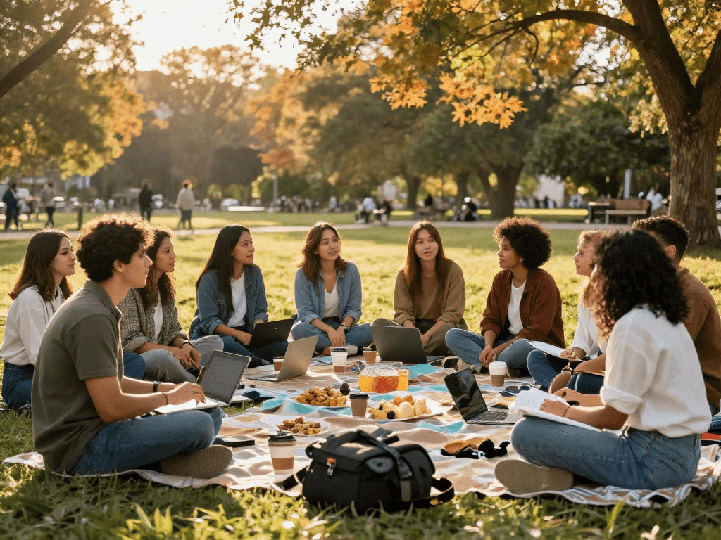 rokok88 login supporting diverse entrepreneurs sharing inspiring stories in a golden hour outdoor scene