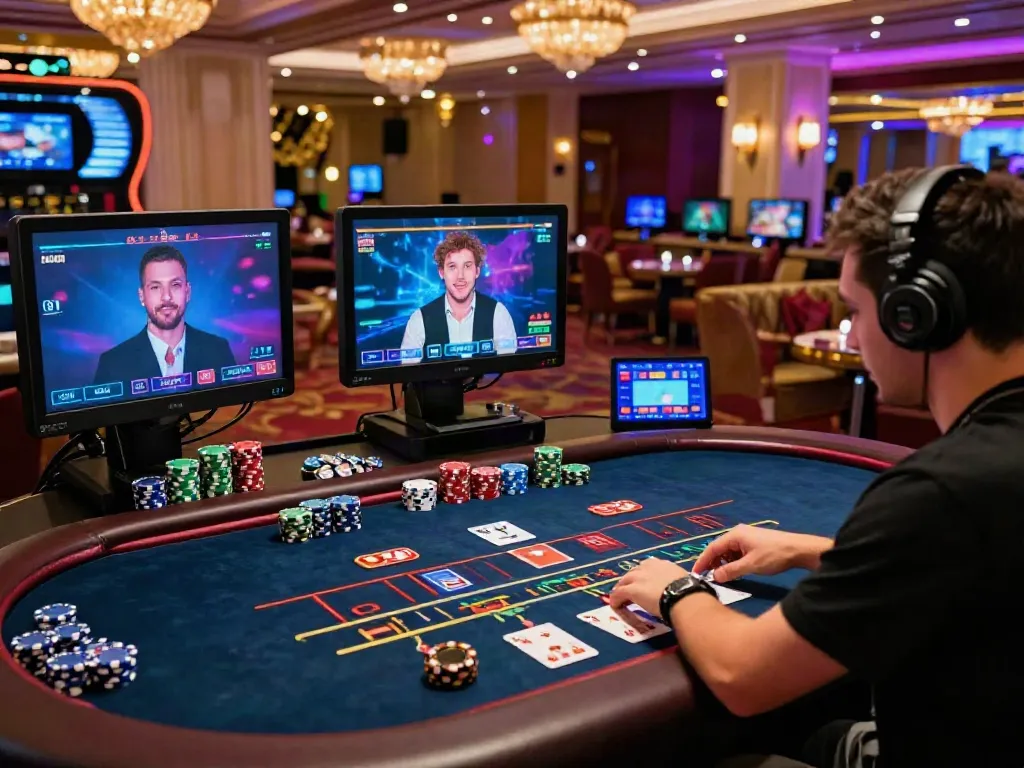 Interactive online gaming experience at a non Gamstop casino with vibrant lights and engaging atmosphere.