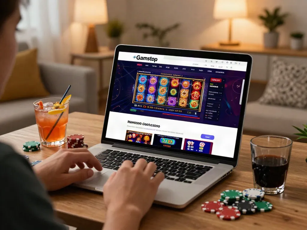Engaging non Gamstop casino experience at home with vibrant gaming interface and cozy atmosphere.