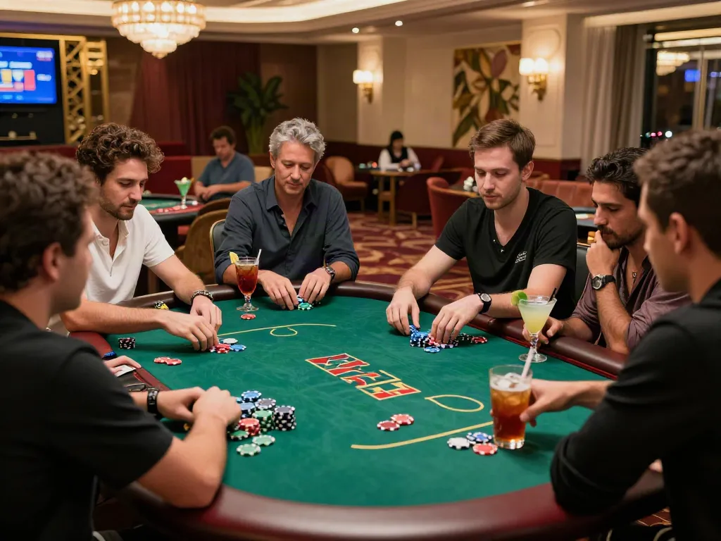 Exciting non Gamstop casino gaming scene with players at poker table.