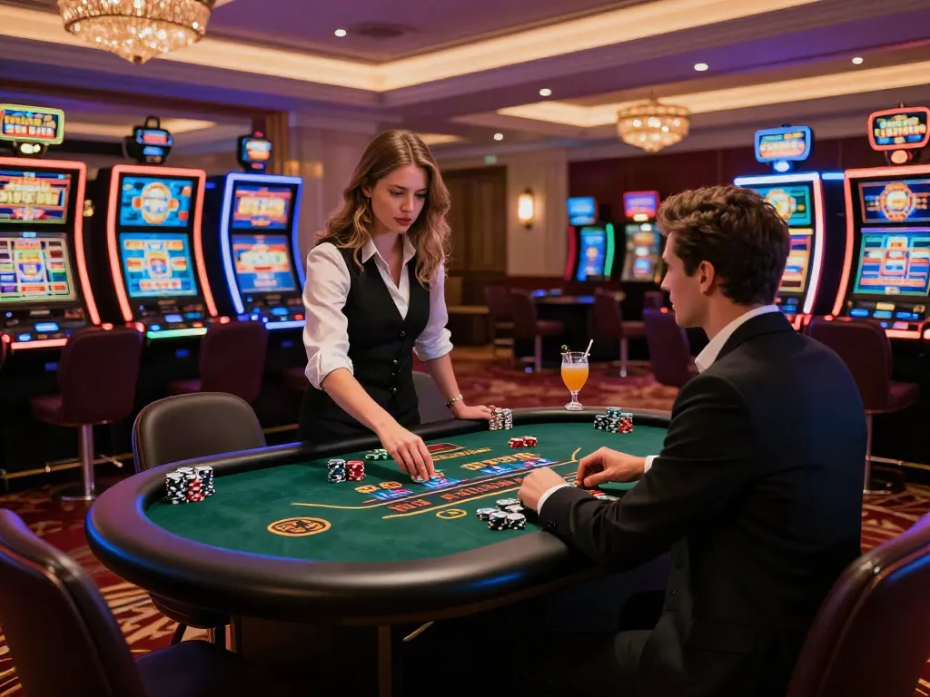 A stylish player enjoying a thrilling game at a non GamStop casino table.