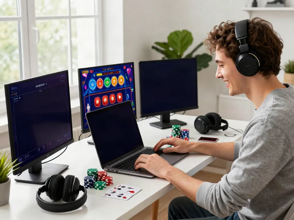Exciting non gamstop casino online gaming experience with colorful graphics and gaming setup