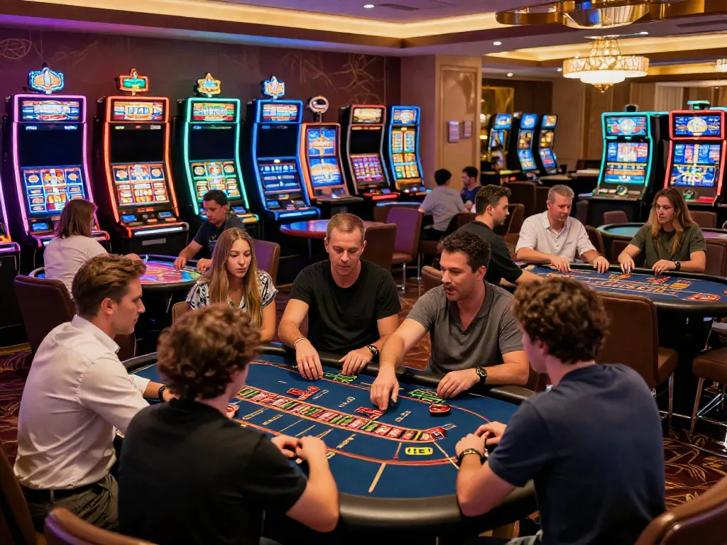 Engaged players enjoying the excitement of a non gamstop casino gaming room