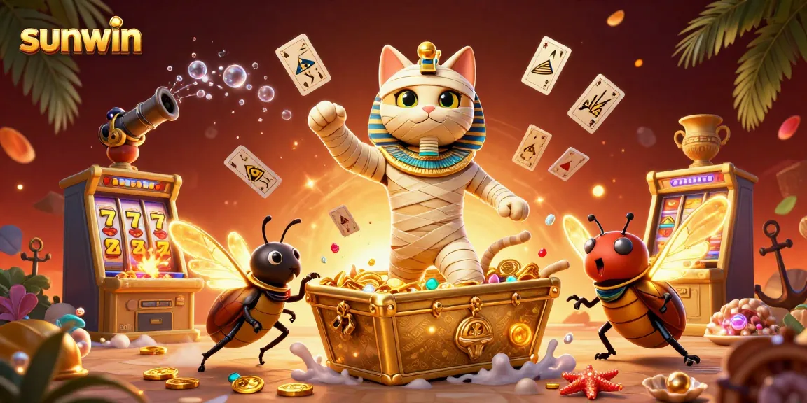 Engage in thrilling gameplay at sunwin with vibrant slot machines and an Egyptian-themed casino adventure.
