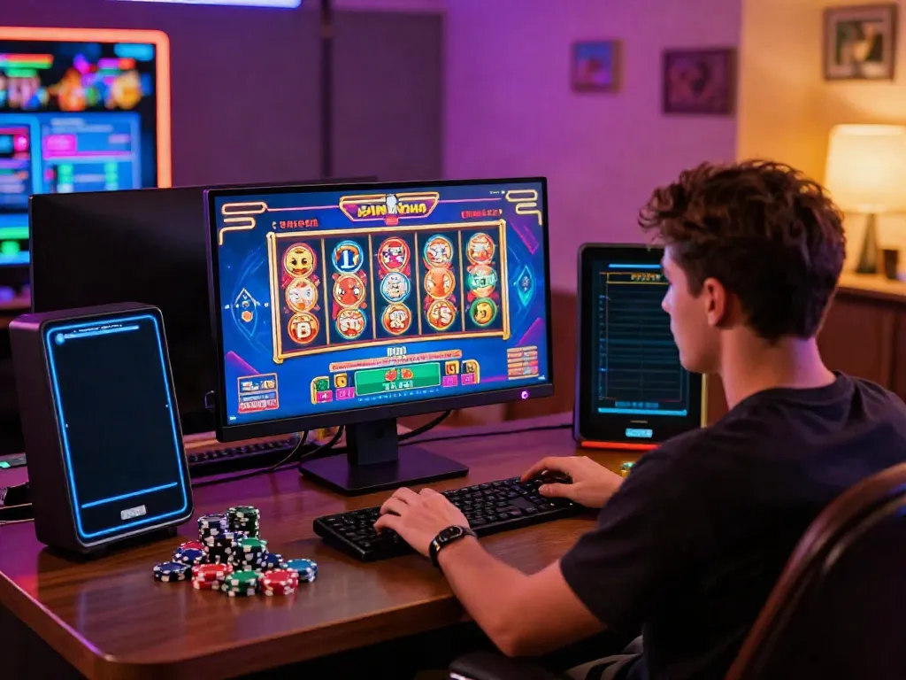 Player enjoying a thrilling non gamstop casino experience with vibrant games and poker chips.