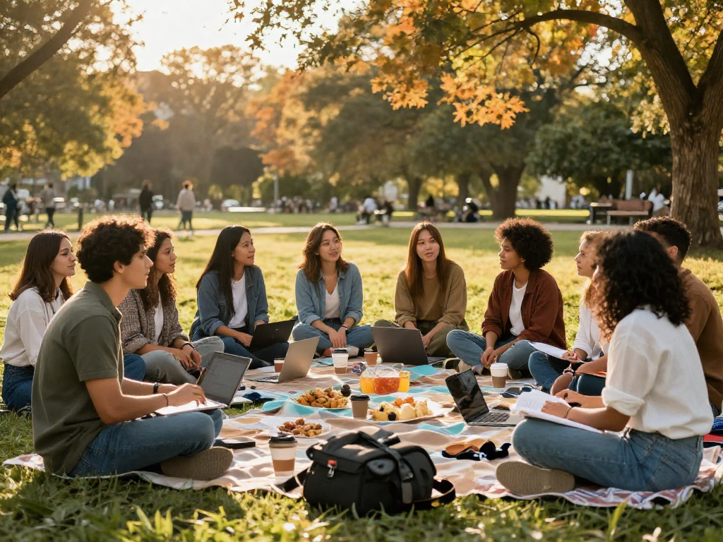 rokok88 login supporting diverse entrepreneurs sharing inspiring stories in a golden hour outdoor scene