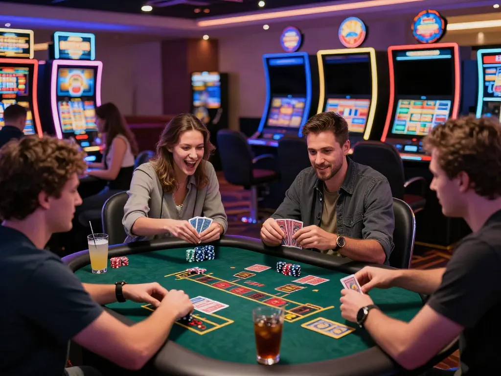 Players enjoying games at a vibrant non GamStop casino, showcasing an exciting gaming atmosphere.