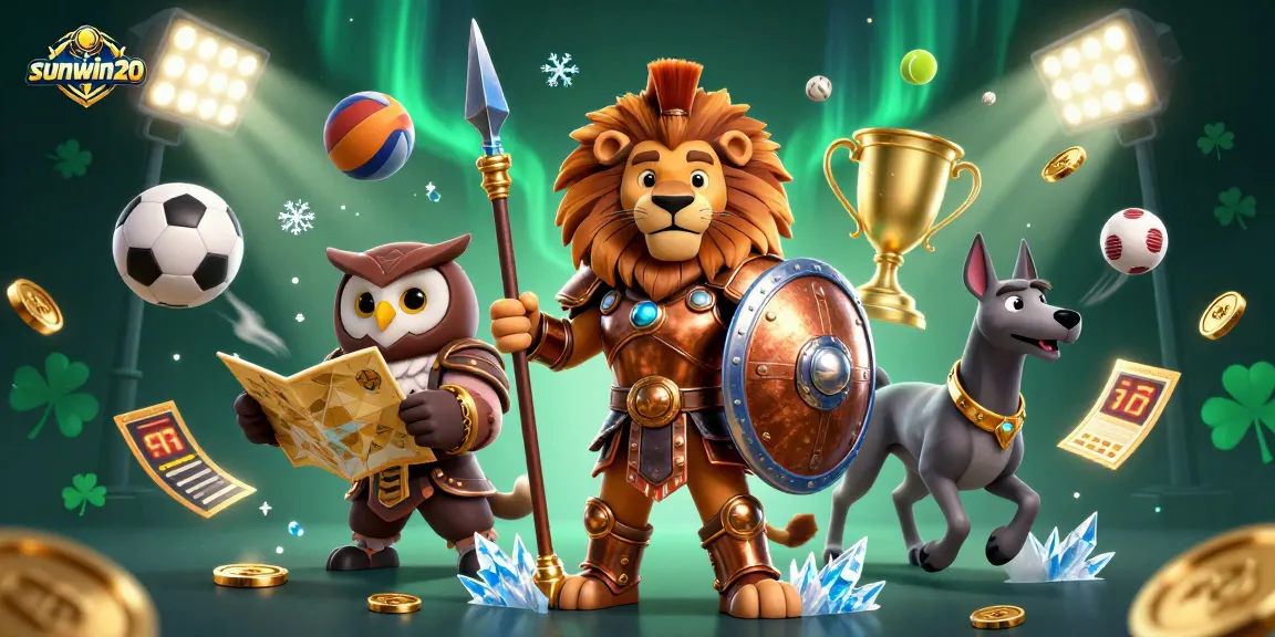 Engage with sunwin20's dynamic casino experience through a vibrant 3D illustration.